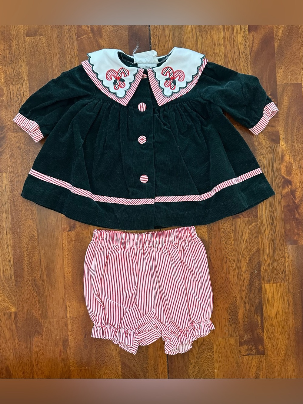 Vintage Bonnie Baby Christmas Dress Set